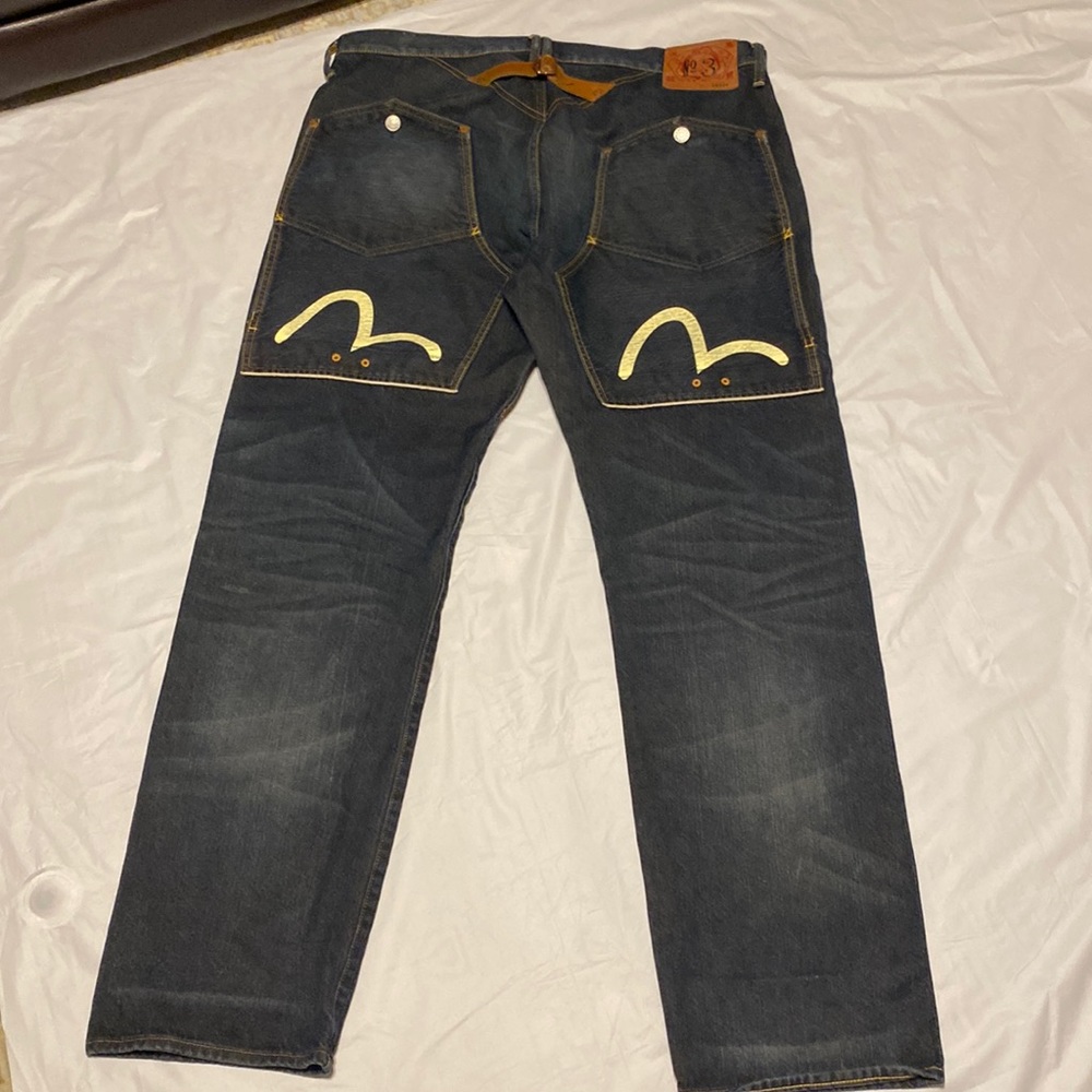 RARE EVISU 100% COTTON MENS N:3 JEAN SIZE 38\34 IN EXCELLENT CONDITION